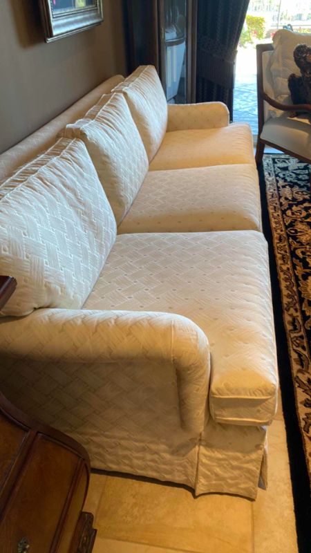 Photo 3 of 96" HIGH END  CREAM  FABRIC SOFA WITH FOAM CUSHIONS