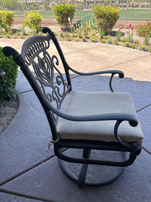 Photo 3 of HEAVY WROUGHT IRON PATIO SWIVEL CHAIR (ALL OTHERS SOLD SEPERATELY)