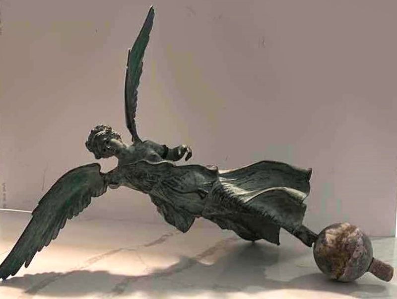 Photo 2 of Grand Tour Bronze Victory by Sabatino De Angelis Foundry 19th century VERY HEAVY METAL STATUE 21 1/2” x 22 1/2”