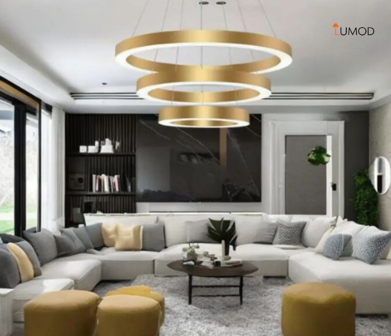 Photo 1 of NIB - FAYE GOLD MULTIPLE RING LED LUXURY CIRCULAR LIGHTING DIAMETER 48” LL-1101-MF