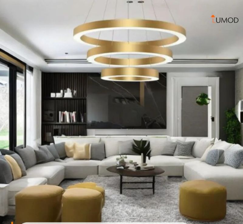 Photo 1 of NIB - FAYE GOLD MULTIPLE RING LED LUXURY CIRCULAR LIGHTING DIAMETERS 32” x 40” x 48” LL-1103-MF