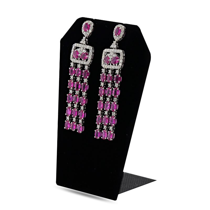 Photo 1 of 9.09ctw Ruby and 2.20ctw Diamond Platinum Chandelier Earrings W/MSRP APPRAISAL ER007477
