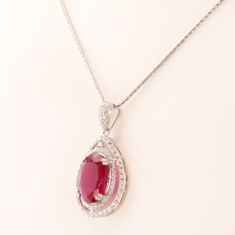 Photo 2 of 9.77ct Pink Tourmaline and 1.07ctw Diamond Platinum Pendant W/MSRP APPRAISAL NK010964
