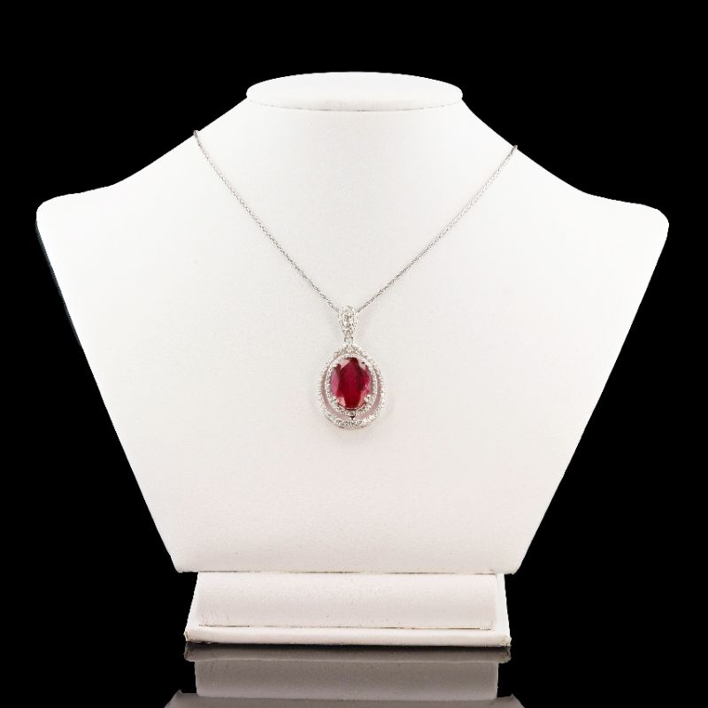 Photo 1 of 9.77ct Pink Tourmaline and 1.07ctw Diamond Platinum Pendant W/MSRP APPRAISAL NK010964
