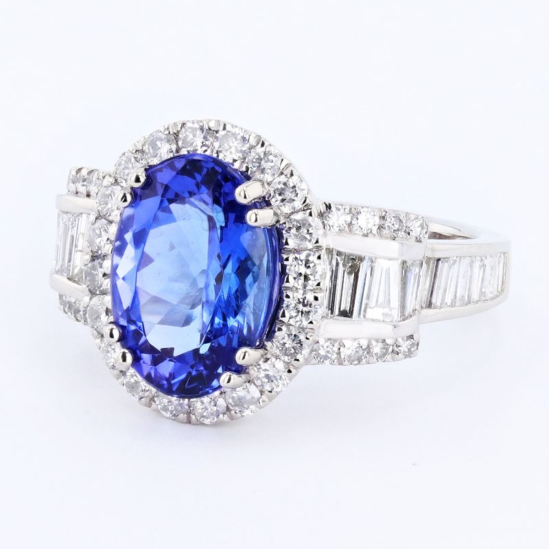 Photo 3 of 4.02ct Tanzanite and 1.59ctw Diamond Platinum Ring (APPROX SIZE 6-7) W/MSRP APPRAISAL RN029526
