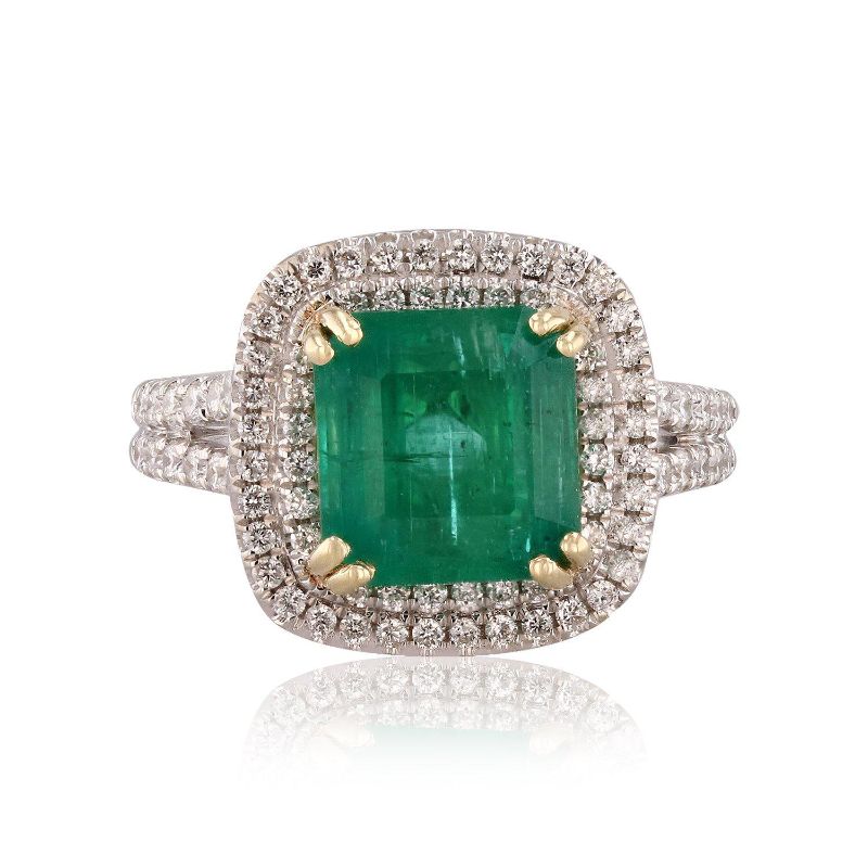 Photo 1 of 3.74ct Emerald and 0.64ctw Diamond 18KT White Gold Ring (GIA CERTIFIED)(APPROX SIZE 6-7)  W/MSRP APPRAISAL RN024458
