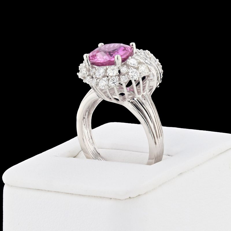 Photo 2 of 3.39ct Pink Sapphire and 1.54ctw Diamond Platinum Ring (APPROX SIZE 6-7) W/MSRP APPRAISAL RN031705
