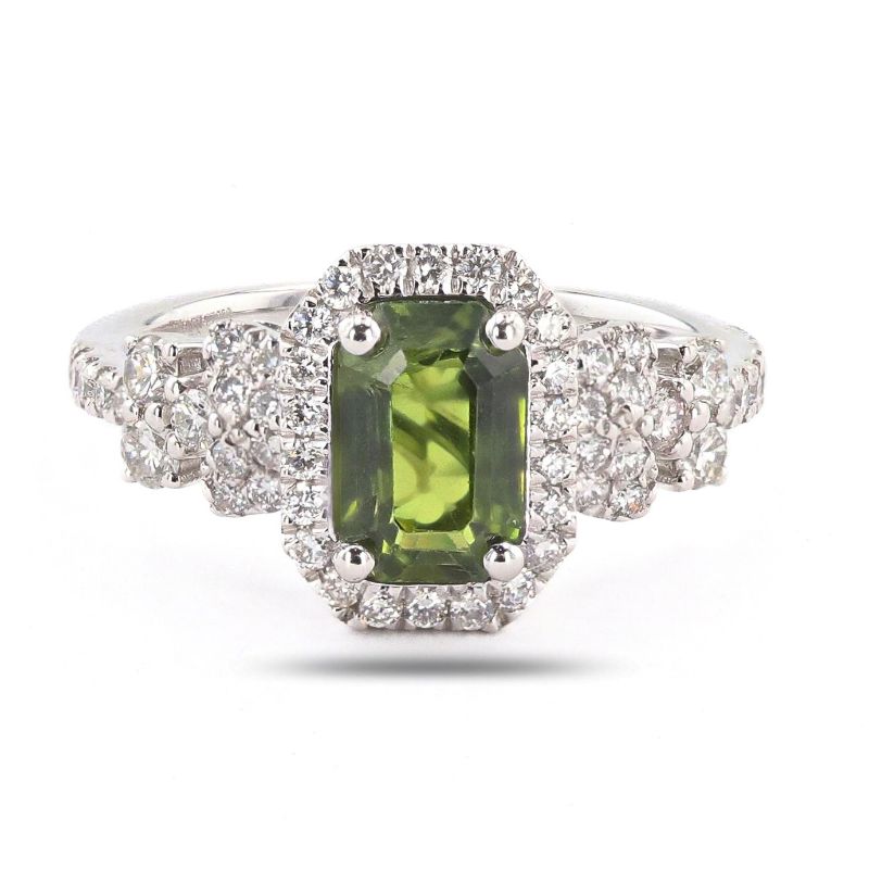 Photo 1 of 2.22ct Yellowish Green Sapphire and 0.68ctw Diamond Platinum Ring (GIA CERTIFIED) (APPROX SIZE 6-7) W/MSRP APPRAISAL RN035053
