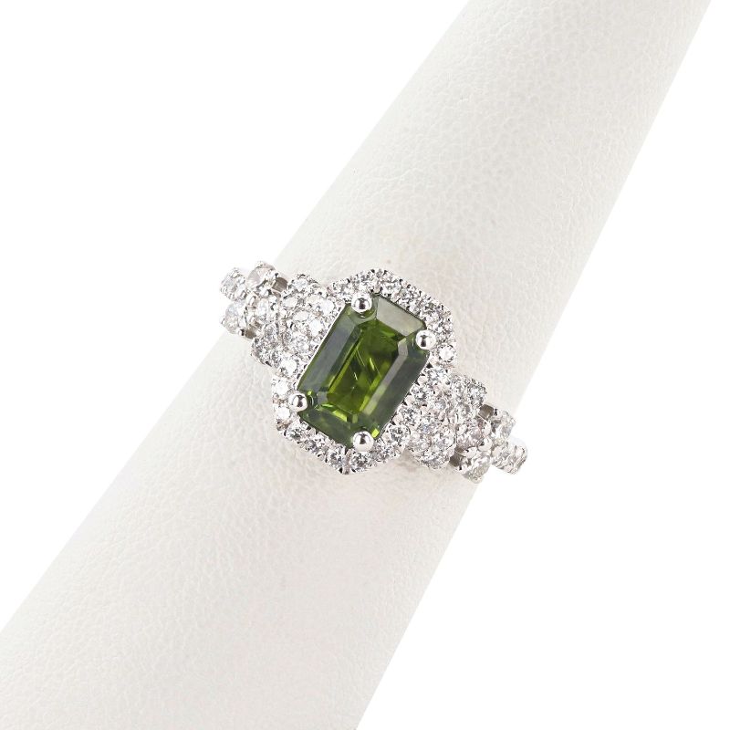 Photo 3 of 2.22ct Yellowish Green Sapphire and 0.68ctw Diamond Platinum Ring (GIA CERTIFIED) (APPROX SIZE 6-7) W/MSRP APPRAISAL RN035053
