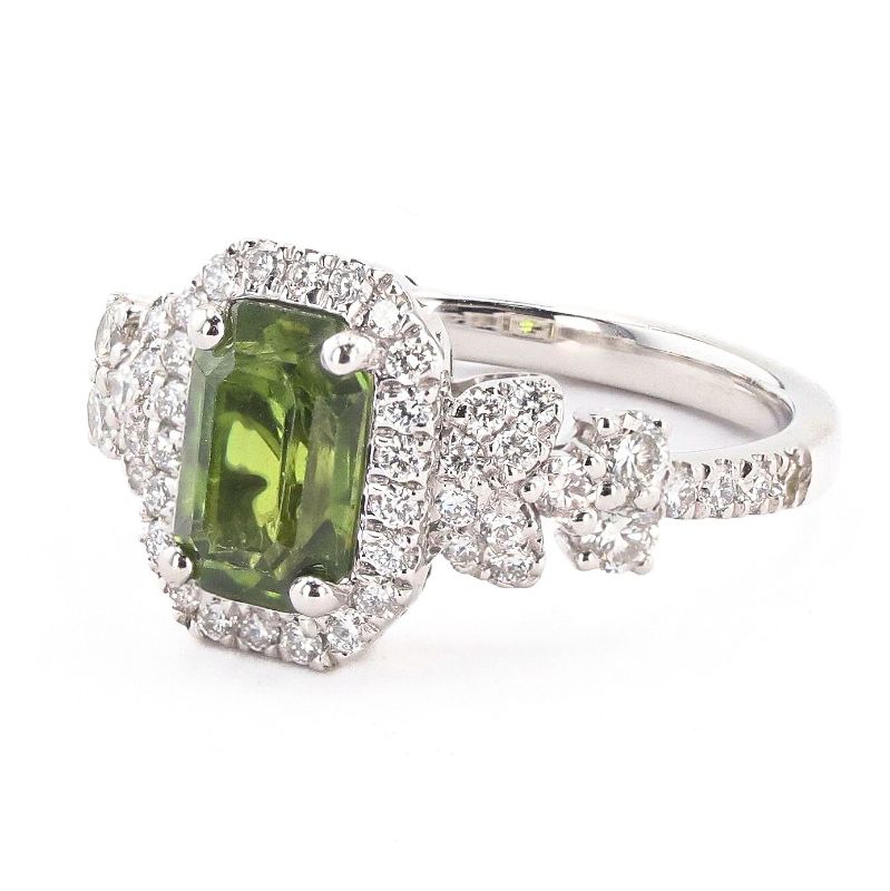 Photo 2 of 2.22ct Yellowish Green Sapphire and 0.68ctw Diamond Platinum Ring (GIA CERTIFIED) (APPROX SIZE 6-7) W/MSRP APPRAISAL RN035053
