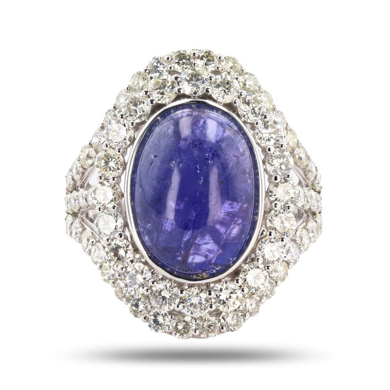 Photo 3 of 7.80ct Tanzanite and 2.77ctw Diamond 14K White Gold Ring (APPROX SIZE 6-7) W/MSRP APPRAISAL RN034599
