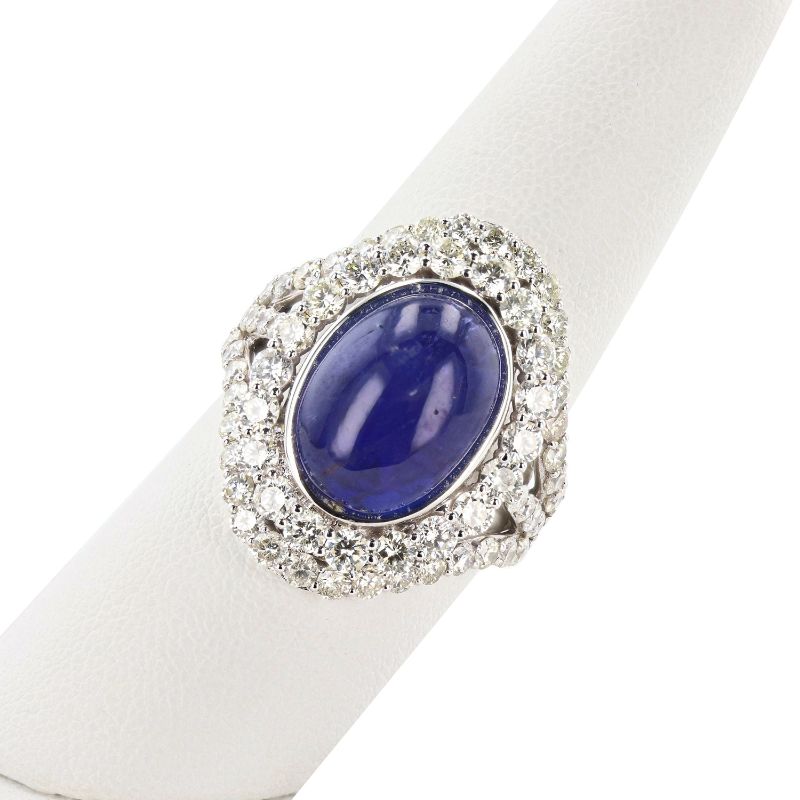 Photo 1 of 7.80ct Tanzanite and 2.77ctw Diamond 14K White Gold Ring (APPROX SIZE 6-7) W/MSRP APPRAISAL RN034599
