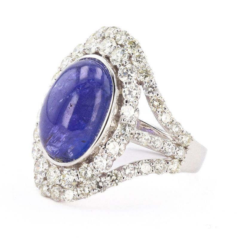 Photo 2 of 7.80ct Tanzanite and 2.77ctw Diamond 14K White Gold Ring (APPROX SIZE 6-7) W/MSRP APPRAISAL RN034599
