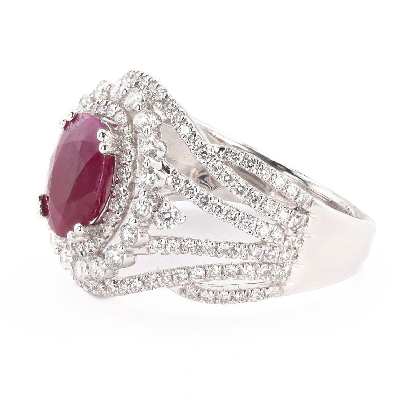 Photo 3 of 2.39ct BURMESE Ruby and 1.12ctw Diamond Platinum Ring (GIA CERTIFIED) (APPROX SIZE 6-7) W/MSRP APPRAISAL RN034812
