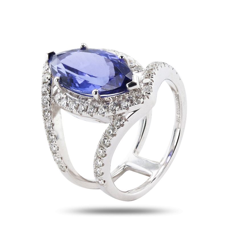 Photo 2 of 4.03ct Tanzanite and 0.87ctw Diamond 18K White Gold Ring (APPROX SIZE 6-7) W/MSRP APPRAISAL RN033038
