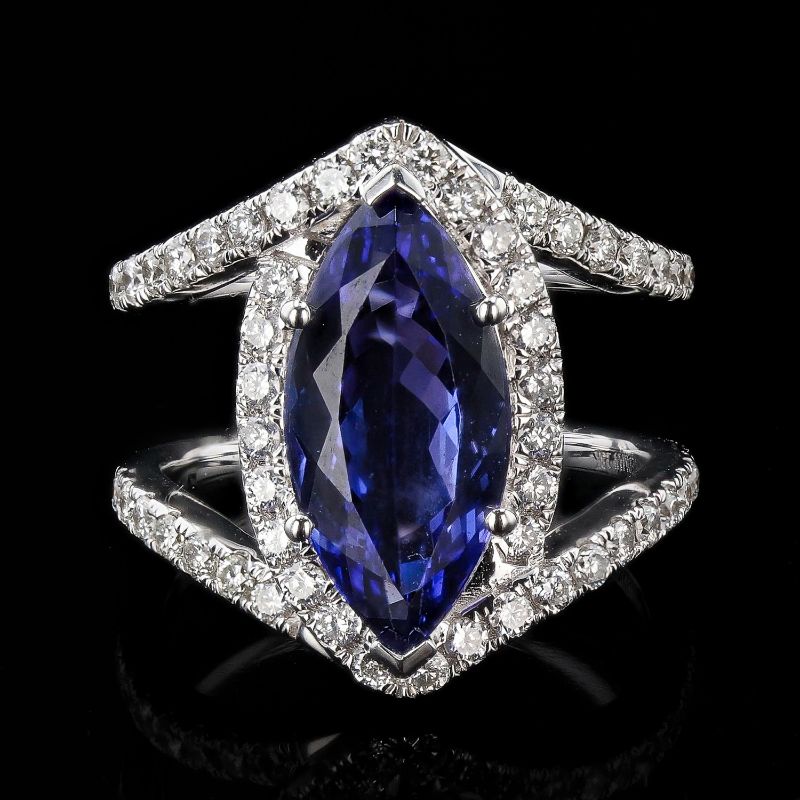 Photo 1 of 4.03ct Tanzanite and 0.87ctw Diamond 18K White Gold Ring (APPROX SIZE 6-7) W/MSRP APPRAISAL RN033038
