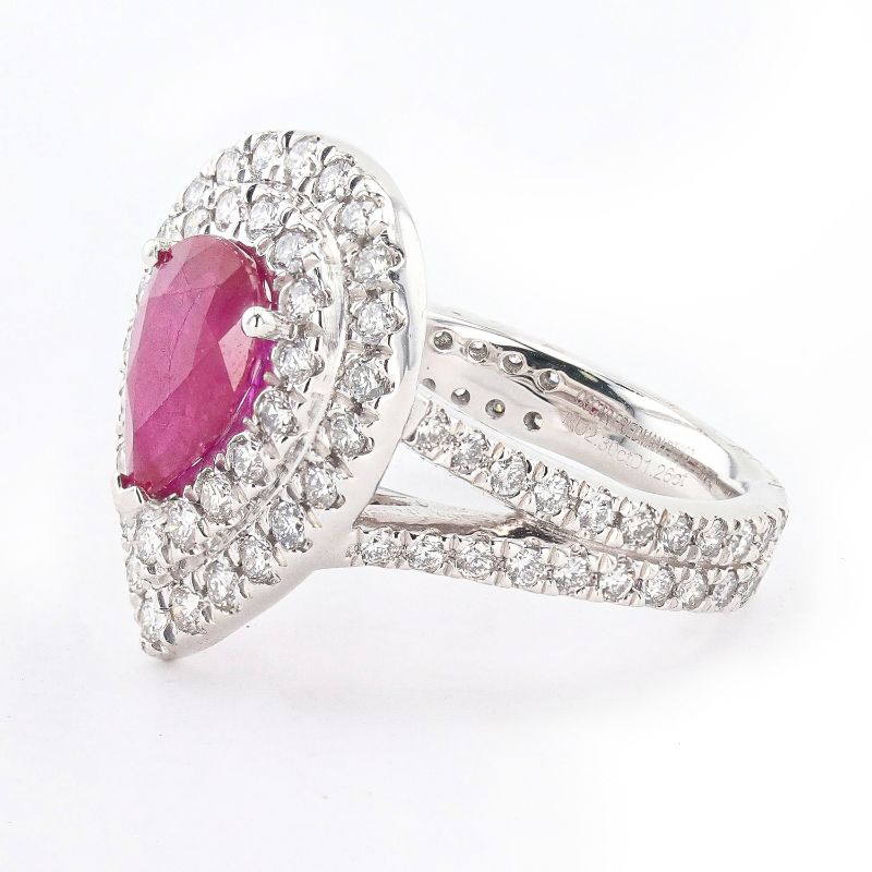 Photo 2 of 2.29ct MOZAMBIQUE Ruby and 1.26ctw Diamond Platinum Ring (GIA CERTIFIED) (APPROX SIZE 6-7) W/MSRP APPRAISAL RN034168
