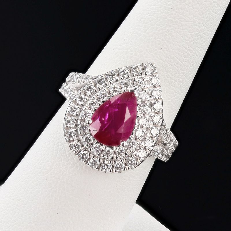 Photo 3 of 2.29ct MOZAMBIQUE Ruby and 1.26ctw Diamond Platinum Ring (GIA CERTIFIED) (APPROX SIZE 6-7) W/MSRP APPRAISAL RN034168
