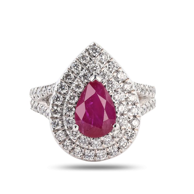 Photo 1 of 2.29ct MOZAMBIQUE Ruby and 1.26ctw Diamond Platinum Ring (GIA CERTIFIED) (APPROX SIZE 6-7) W/MSRP APPRAISAL RN034168
