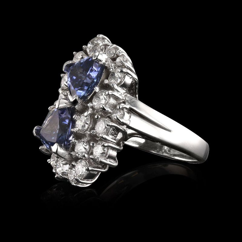 Photo 2 of 3.57ctw Tanzanite and 2.07ctw Diamond 14K White Gold Ring (APPROX SIZE 6-7)  W/MSRP APPARAISAL RN004429
