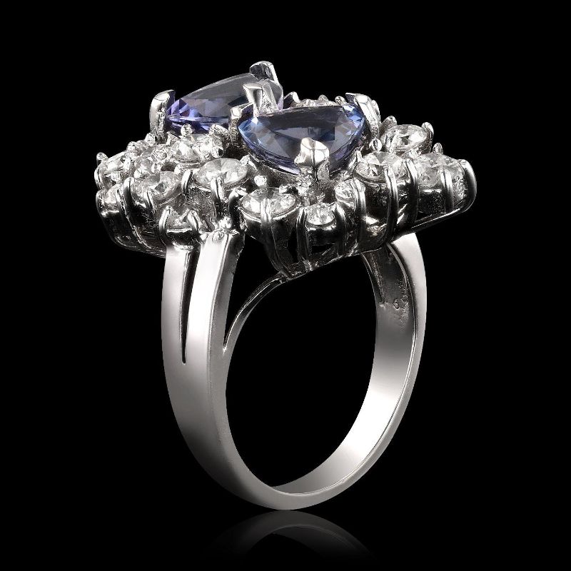 Photo 3 of 3.57ctw Tanzanite and 2.07ctw Diamond 14K White Gold Ring (APPROX SIZE 6-7)  W/MSRP APPARAISAL RN004429
