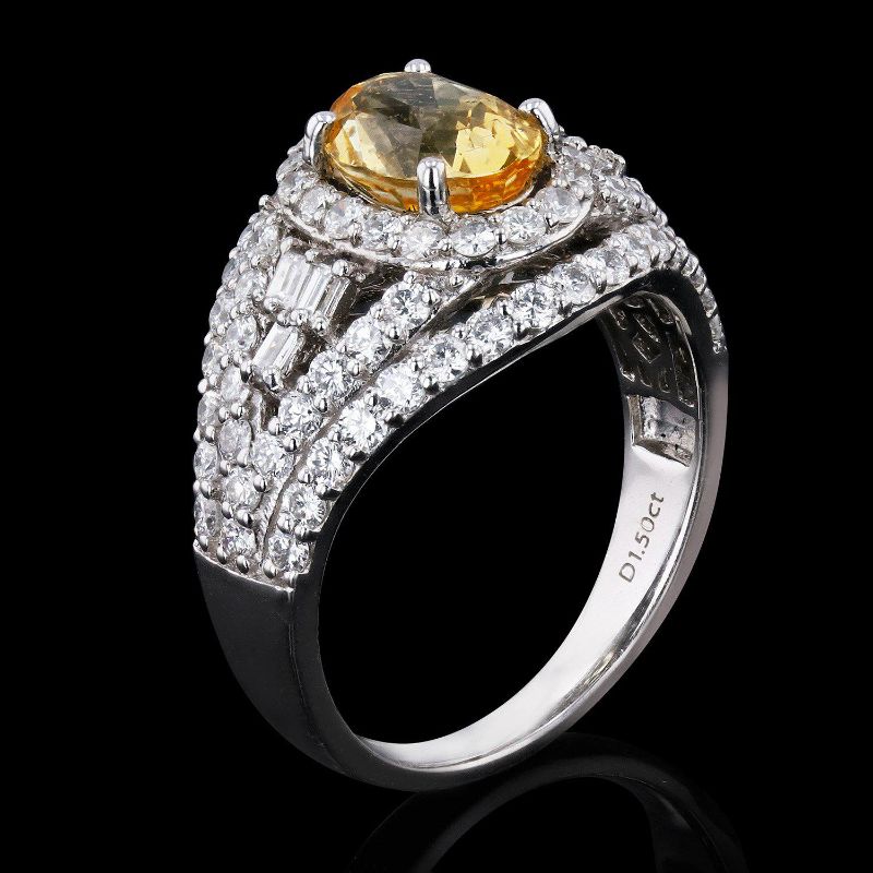 Photo 2 of 2.24ct UNHEATED Yellow Sapphire and 1.50ctw Diamond Platinum Ring (GIA CERTIFIED) (APPROX SIZE 6-7) W/MSRP APPRAISAL RN023484
