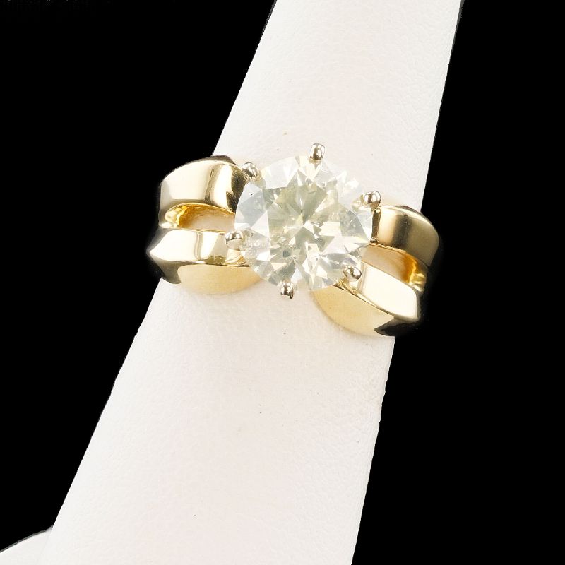 Photo 3 of 3.02ct SI3 CLARITY CENTER Diamond 14K Yellow and White Gold Ring (APPROX SIZE 6-7) W/MSRP APPRAISAL RN035425
