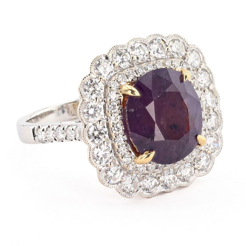 Photo 2 of 5.88ct UNHEATED Pink Purple KASHMIR Sapphire and 1.58ctw Diamond 18K White and Yellow Gold Ring (GIA CERTIFIED) (APPROX SIZE 6-7) W/MSRP APPRAISAL RN036184
