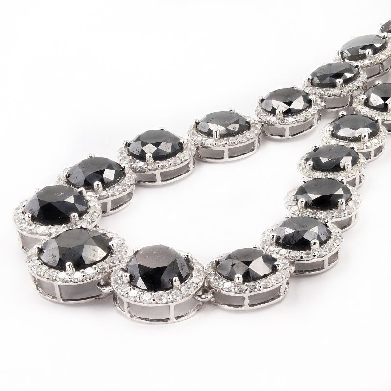 Photo 3 of 66.73ctw Fancy Black Diamond and 7.78ctw Diamond 14K White Gold Necklace W/MSRP APPRAISAL NK015838
