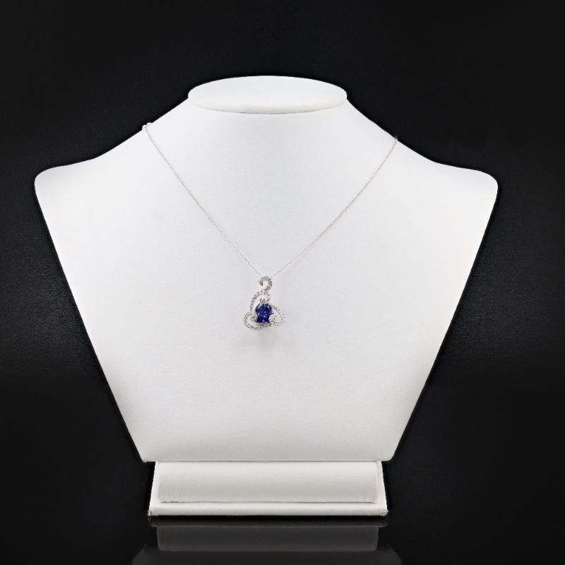 Photo 1 of 2.27ct Tanzanite and 0.36ctw Diamond 14K White Gold Pendant W/MSRP APPRAISAL NK01431
