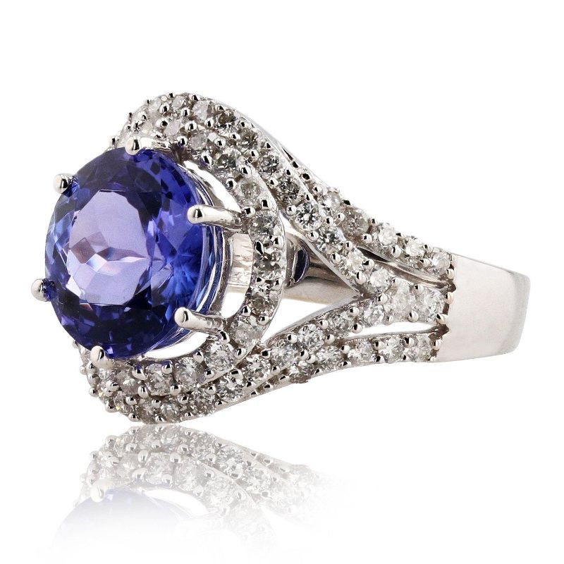 Photo 3 of 4.18ct Tanzanite and 1.07ctw Diamond 14K White Gold Ring (APP SIZE 6-7) W/MSRP APPRAISAL RN0026948
