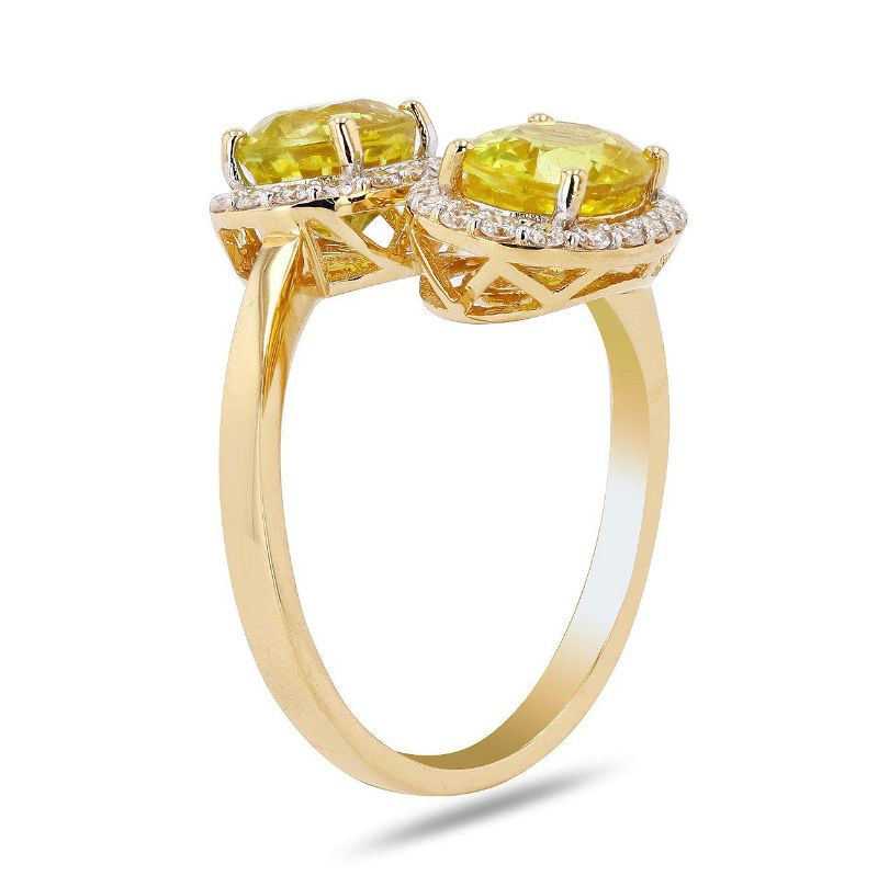 Photo 3 of 3.99ctw Yellow Sapphire and 0.40ctw Diamond 18K Yellow Gold Ring (APP SIZE 6-7) W/MSRP APPRAISAL RN029855
