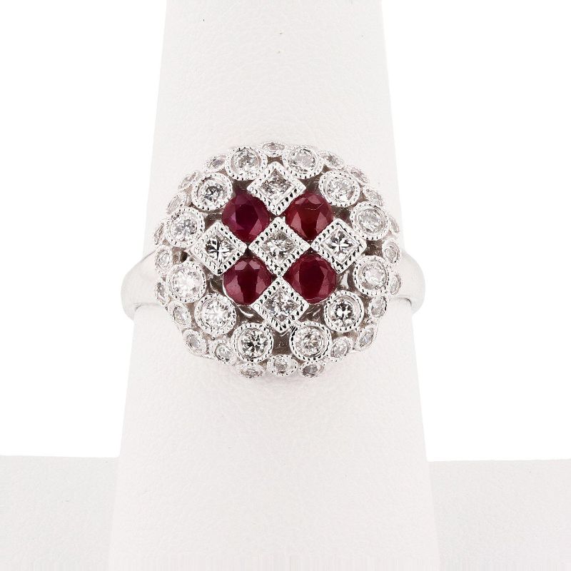 Photo 2 of 0.70ctw Diamond and 0.66ctw Ruby Platinum Ring (APP SIZE 6-7)  W/MSRP APPRAISAL RN027203
