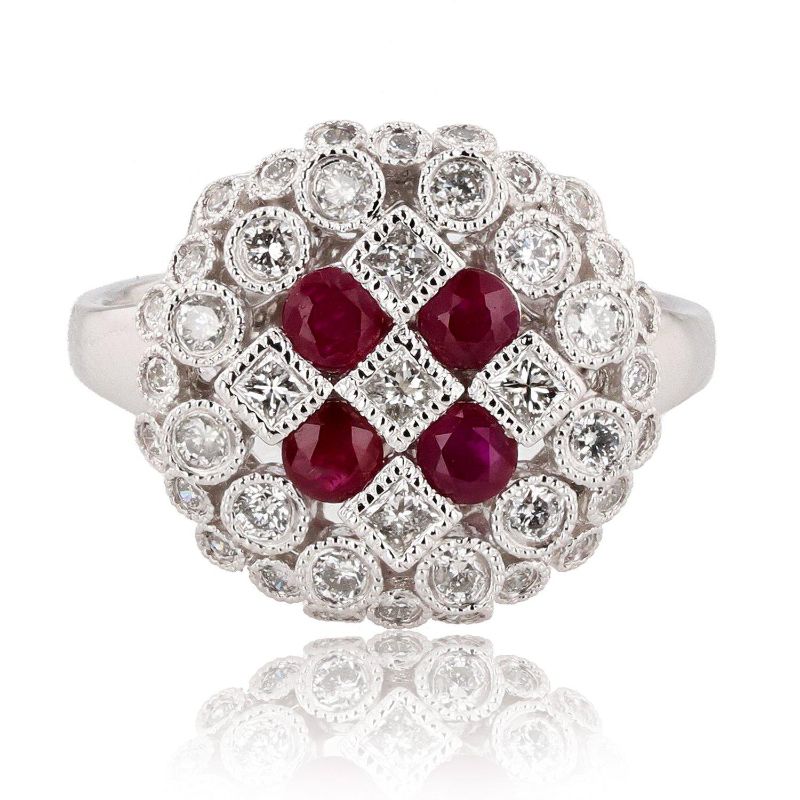 Photo 1 of 0.70ctw Diamond and 0.66ctw Ruby Platinum Ring (APP SIZE 6-7)  W/MSRP APPRAISAL RN027203
