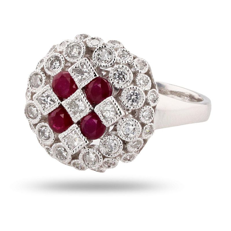 Photo 3 of 0.70ctw Diamond and 0.66ctw Ruby Platinum Ring (APP SIZE 6-7)  W/MSRP APPRAISAL RN027203
