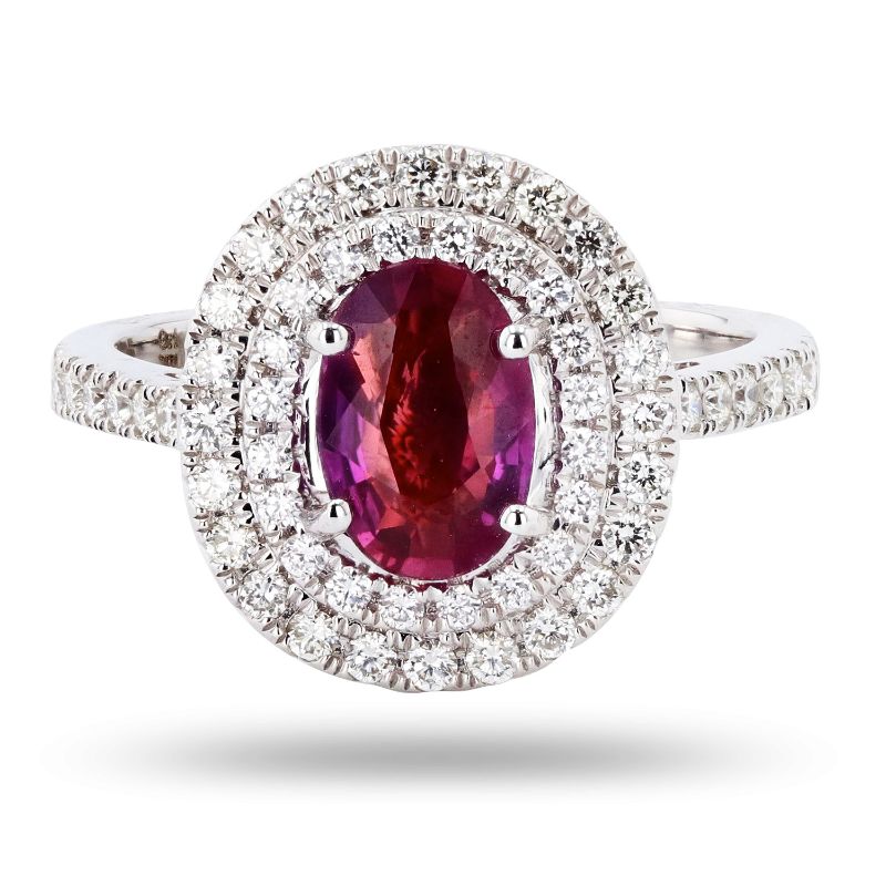 Photo 1 of 1.24ct UNHEATED Ruby and 0.52ctw Diamond 18K White Gold Ring (GIA CERTIFIED)(APP SIZE 6-7)  W/MSRP APPRAISAL RN029315
