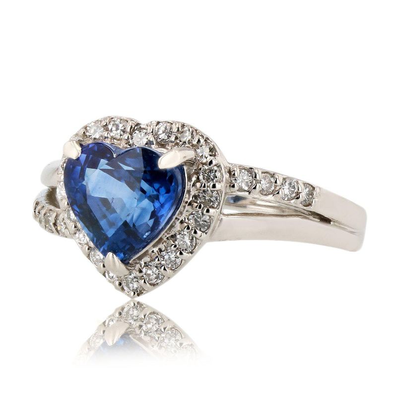 Photo 2 of 2.11ct Blue Sapphire and 0.27ctw Diamond Platinum Ring (APP SIZE 6-7) W/MSRP APPRAISAL RN025726
