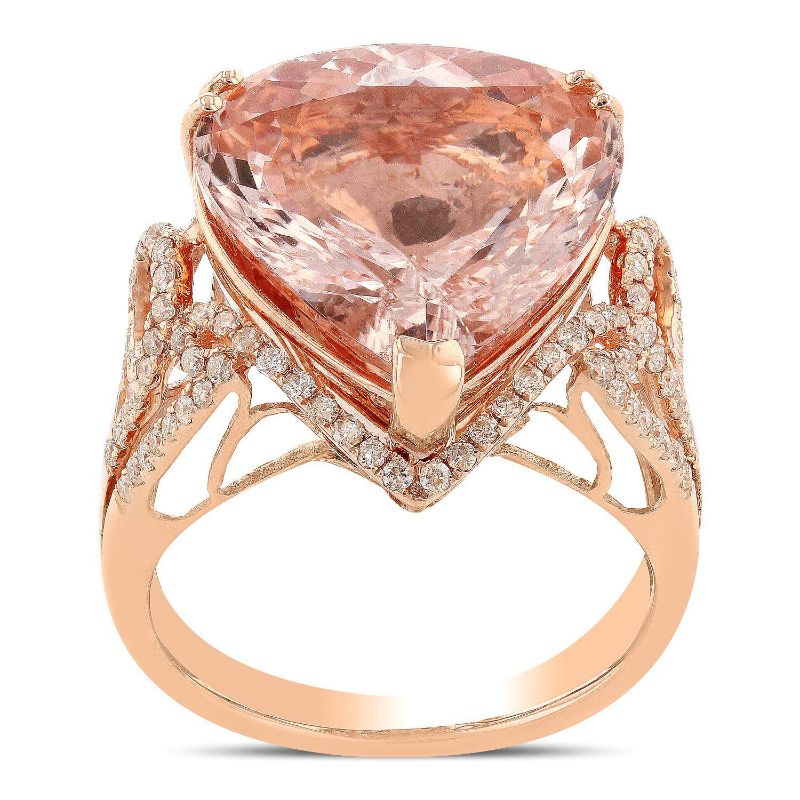 Photo 1 of 10.43ct Morganite and 0.50ctw Diamond 14K Rose Gold Ring (APP SIZE 6-7) W/MSRP APPRAISAL RN019546
