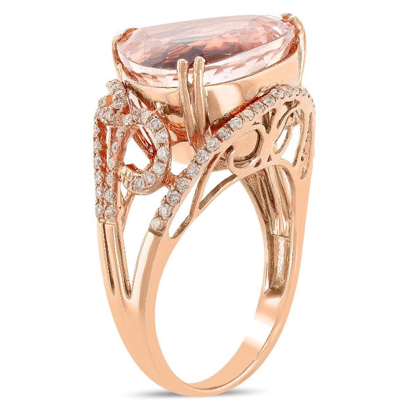 Photo 2 of 10.43ct Morganite and 0.50ctw Diamond 14K Rose Gold Ring (APP SIZE 6-7) W/MSRP APPRAISAL RN019546
