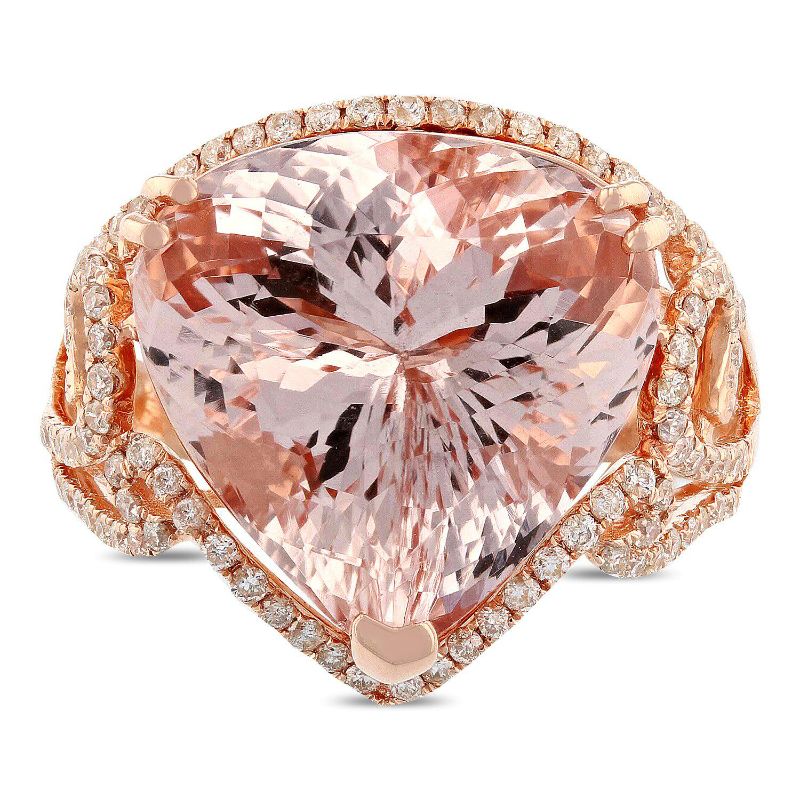 Photo 4 of 10.43ct Morganite and 0.50ctw Diamond 14K Rose Gold Ring (APP SIZE 6-7) W/MSRP APPRAISAL RN019546
