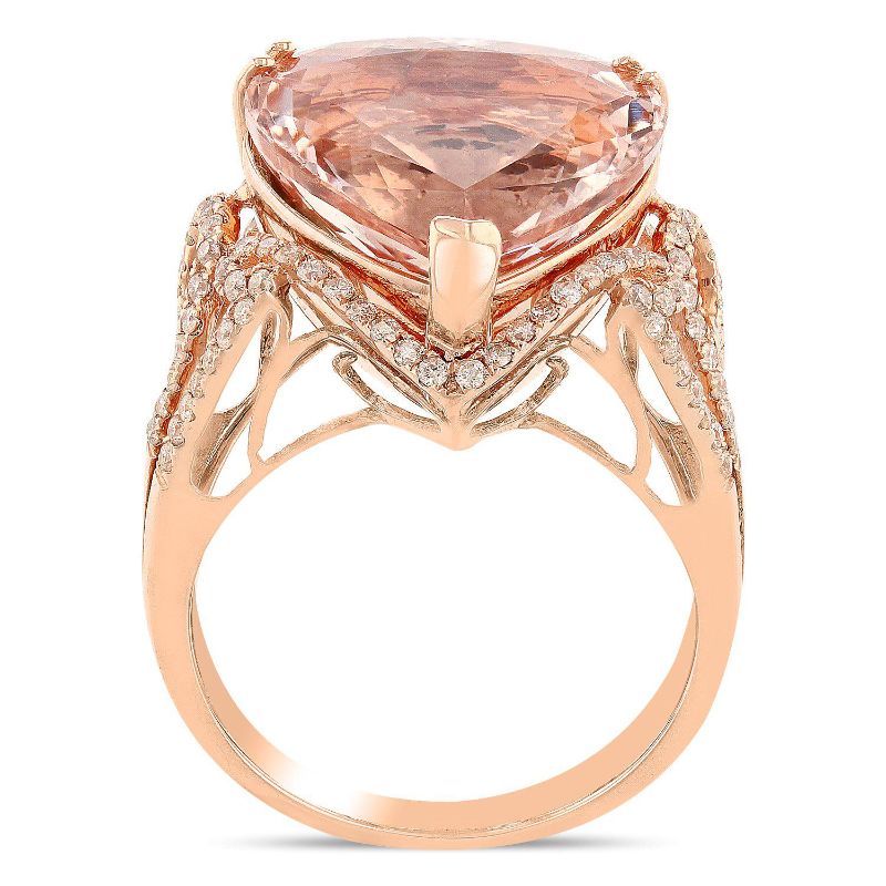 Photo 3 of 10.43ct Morganite and 0.50ctw Diamond 14K Rose Gold Ring (APP SIZE 6-7) W/MSRP APPRAISAL RN019546
