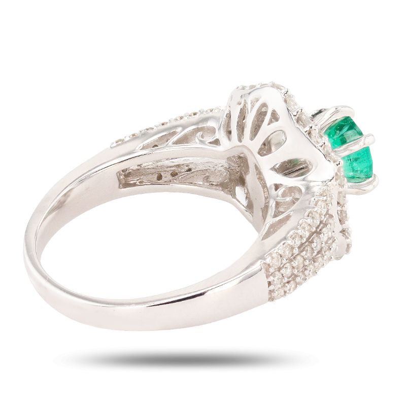 Photo 3 of 0.91ct Emerald and 1.09ctw Diamond 14K White Gold Ring (APP SIZE 6-7) W/MSRP APPRAISAL RN025302
