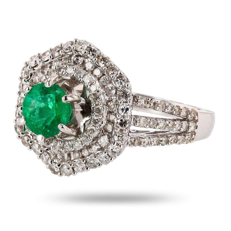 Photo 5 of 0.91ct Emerald and 1.09ctw Diamond 14K White Gold Ring (APP SIZE 6-7) W/MSRP APPRAISAL RN025302
