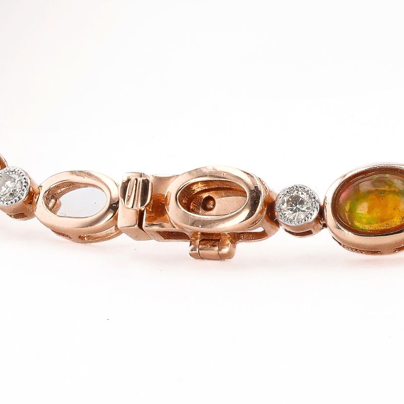 Photo 2 of 15.89ctw Opal and 0.84ctw Diamond 14K Rose Gold Bracelet W/MSRP APPRAISAL BR007346
