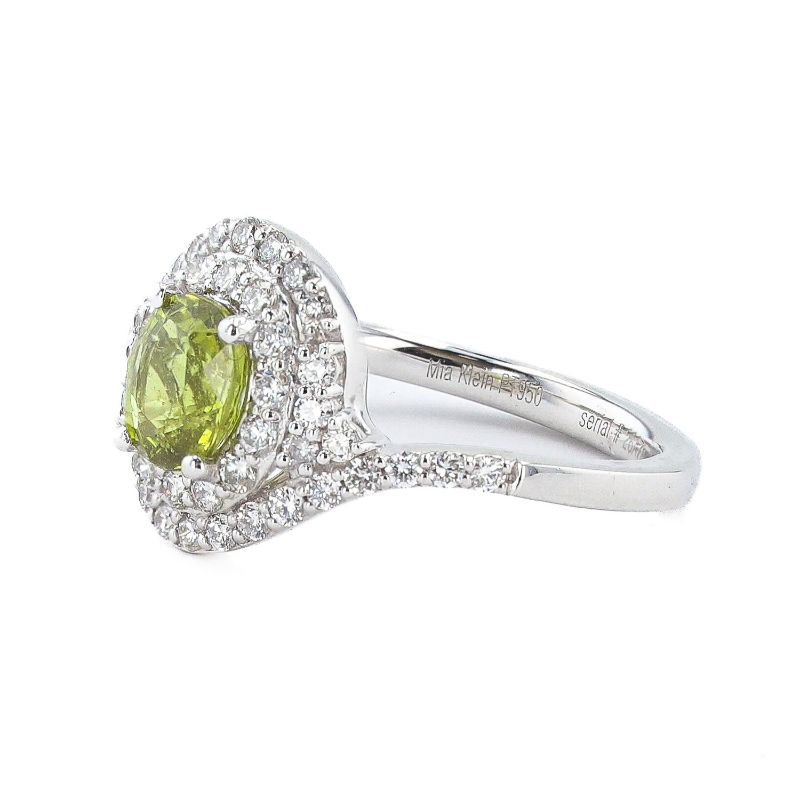 Photo 3 of 1.17ct UNHEATED Greenish Yellow Sapphire and 0.57ctw Diamond Platinum Ring (GIA CERTIFIED)(APP SIZE 6-7) W/MSRP APPRAISAL RN035673
