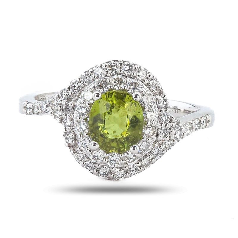 Photo 1 of 1.17ct UNHEATED Greenish Yellow Sapphire and 0.57ctw Diamond Platinum Ring (GIA CERTIFIED)(APP SIZE 6-7) W/MSRP APPRAISAL RN035673
