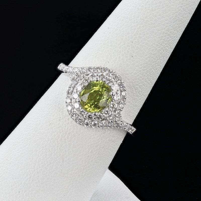 Photo 2 of 1.17ct UNHEATED Greenish Yellow Sapphire and 0.57ctw Diamond Platinum Ring (GIA CERTIFIED)(APP SIZE 6-7) W/MSRP APPRAISAL RN035673
