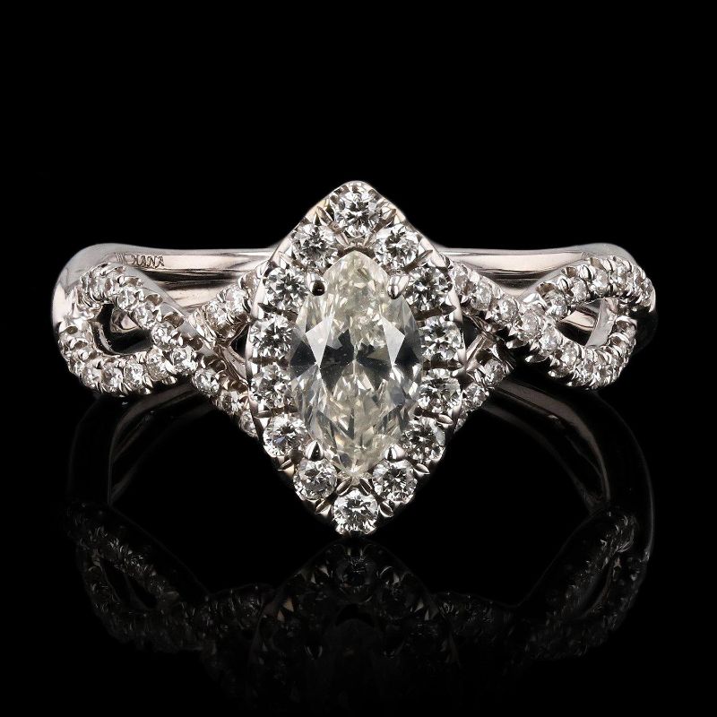 Photo 1 of 0.53ct CENTER SI2 CLARITY Diamond 18K White Gold Ring (0.94ctw Diamonds)(APP SIZE 6-7) W/MSRP APPRAISAL RN020066
