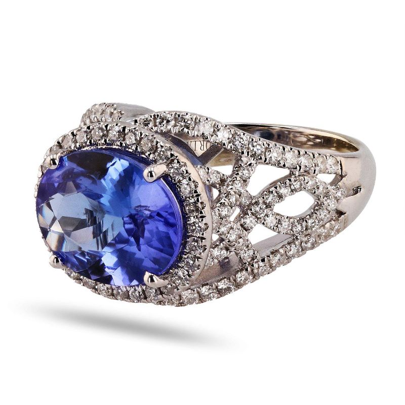 Photo 2 of 4.26ct Tanzanite and 0.93ctw Diamond 14K White Gold Ring (APP SIZE 6-7)W/MSRP APPRAISAL RN028186
