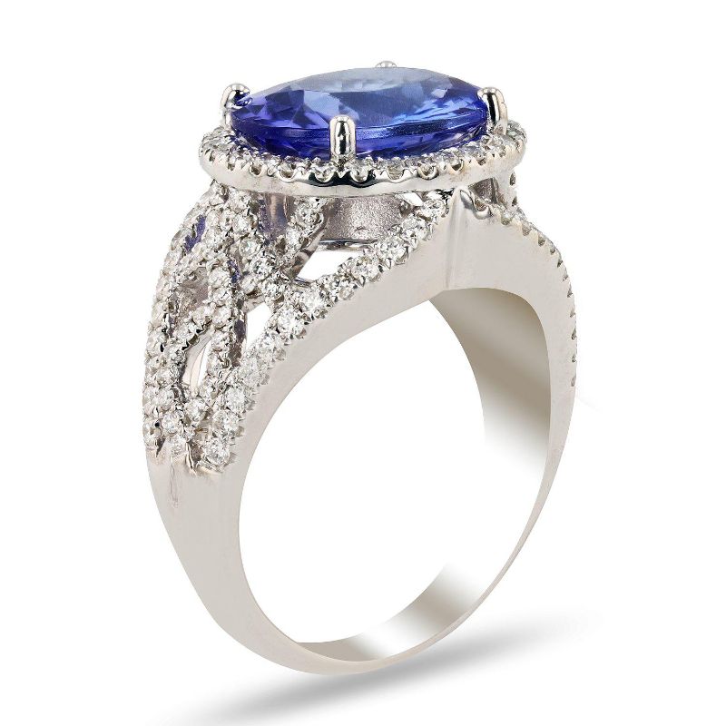 Photo 3 of 4.26ct Tanzanite and 0.93ctw Diamond 14K White Gold Ring (APP SIZE 6-7)W/MSRP APPRAISAL RN028186
